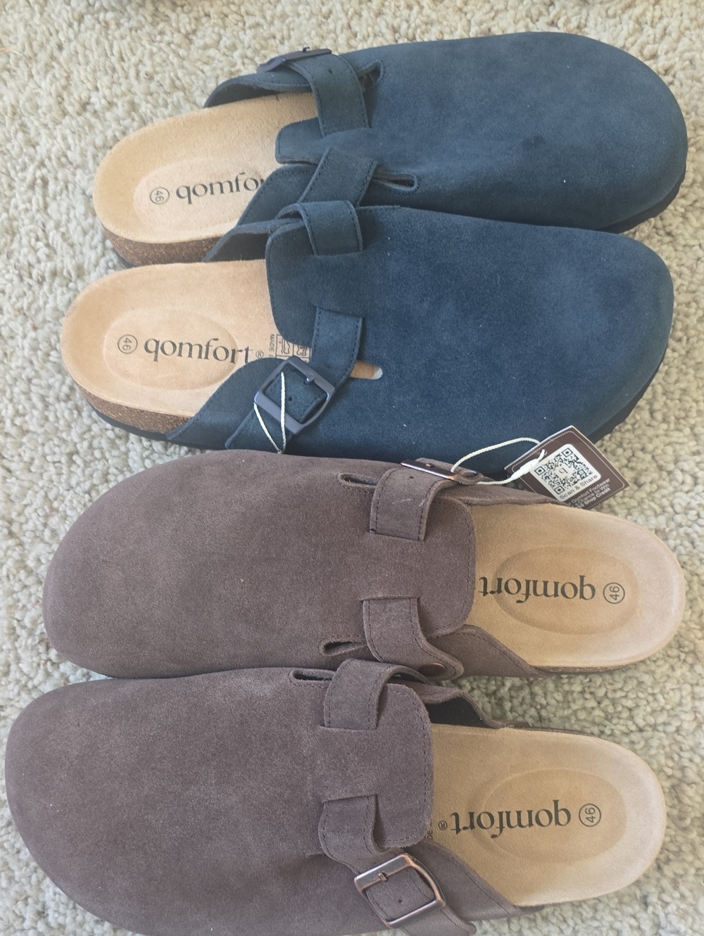 Qomfort Genuine Suede Clogs Bundle - Birkenstock Look - Size 46 (Size 13)